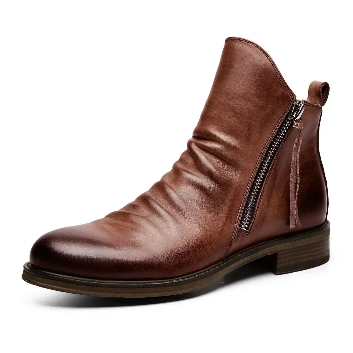 Caleb | Men's Leather Chelsea Ankle Boots Side Zipper