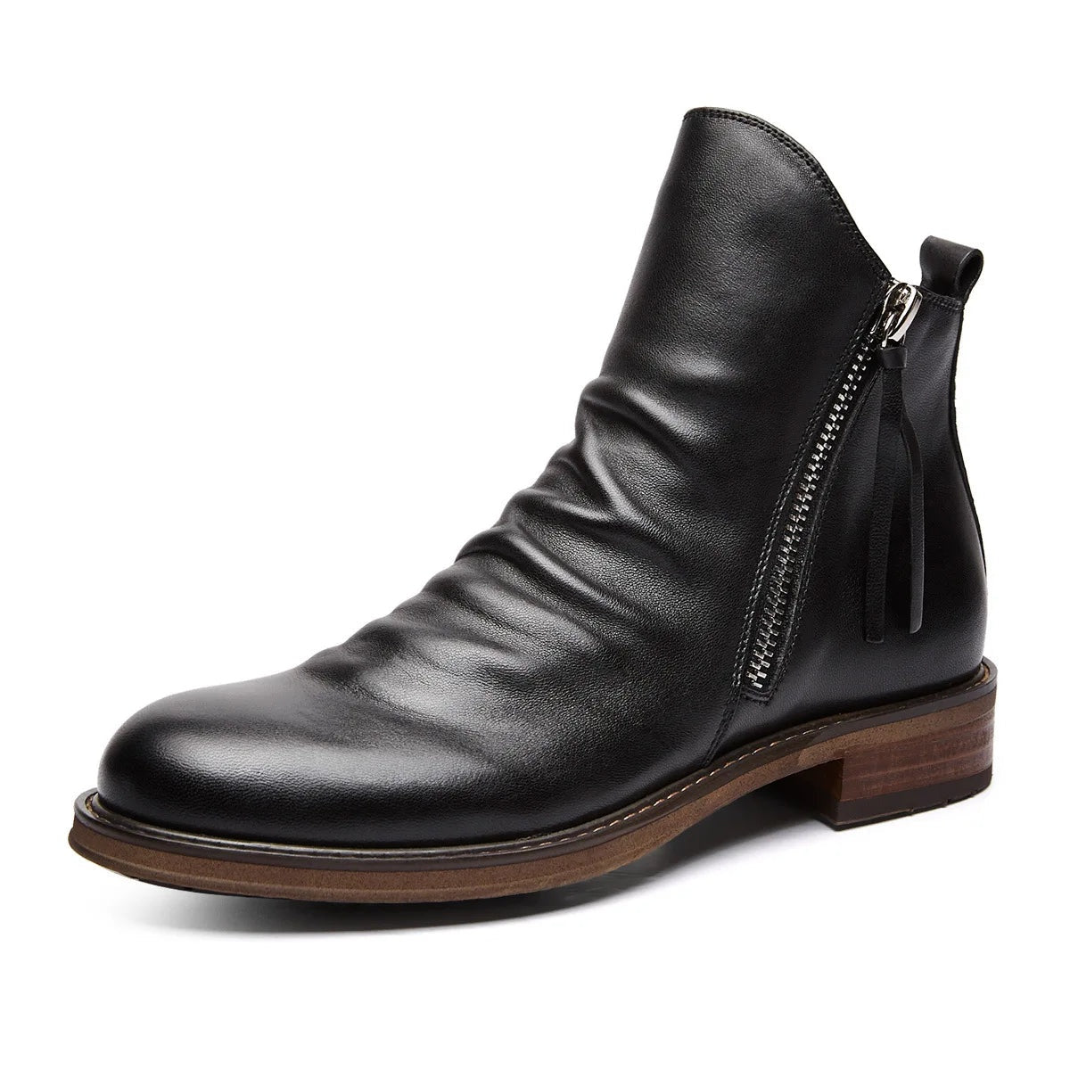 Caleb | Men's Leather Chelsea Ankle Boots Side Zipper