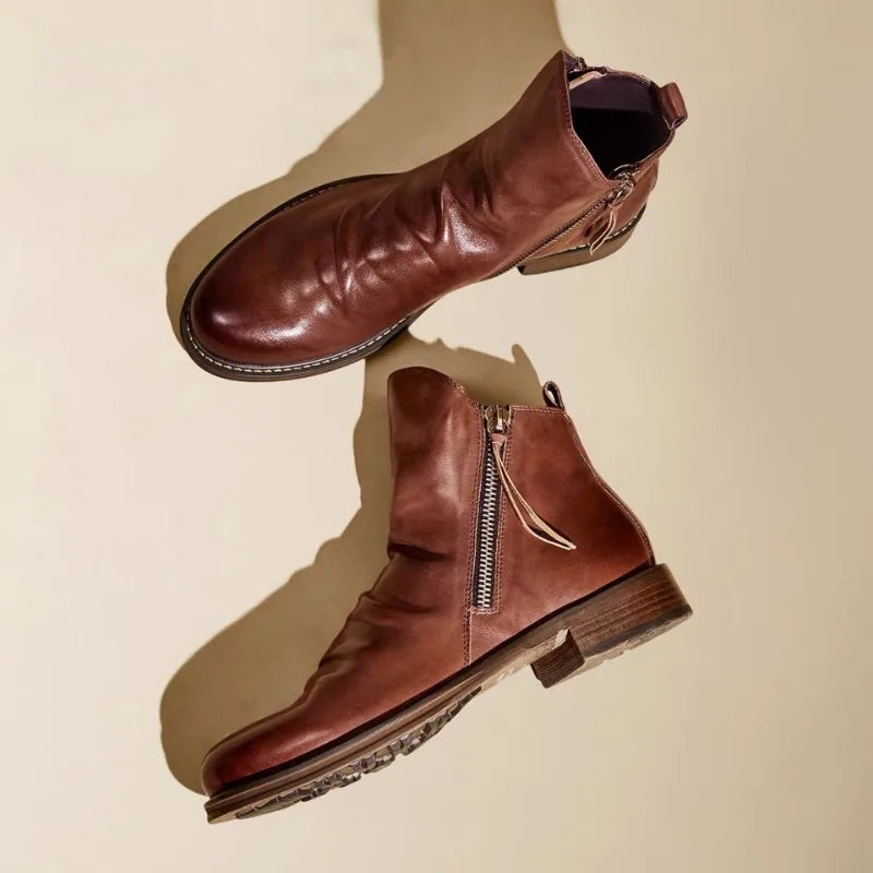 Caleb | Men's Leather Chelsea Ankle Boots Side Zipper
