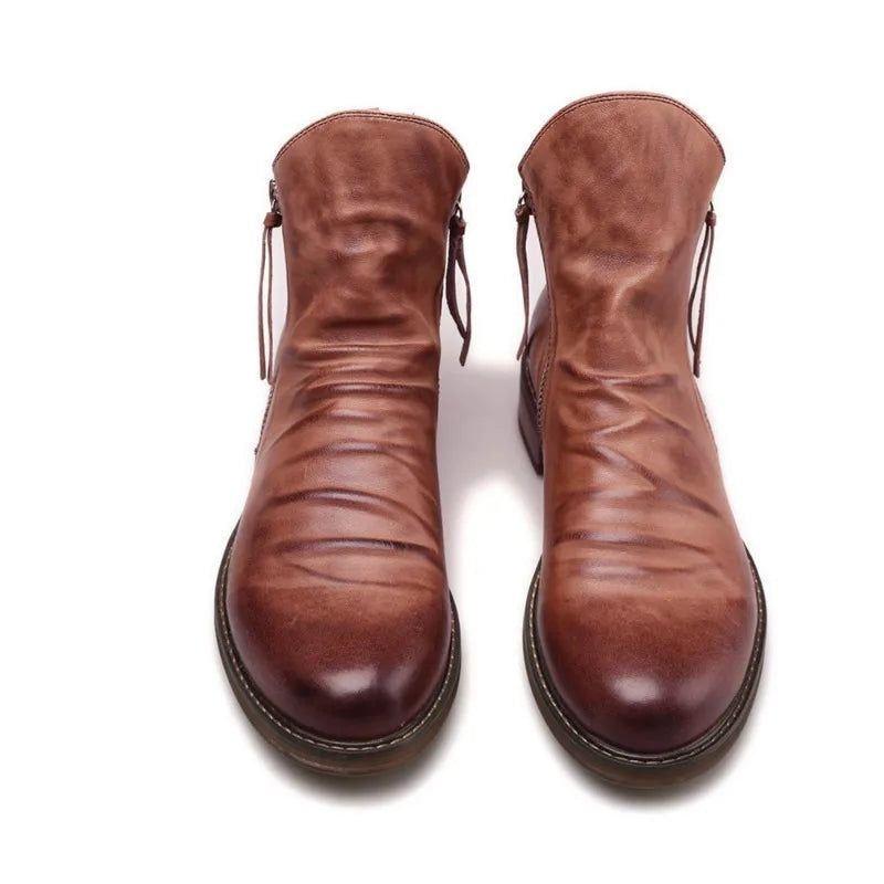 Caleb | Men's Leather Chelsea Ankle Boots Side Zipper