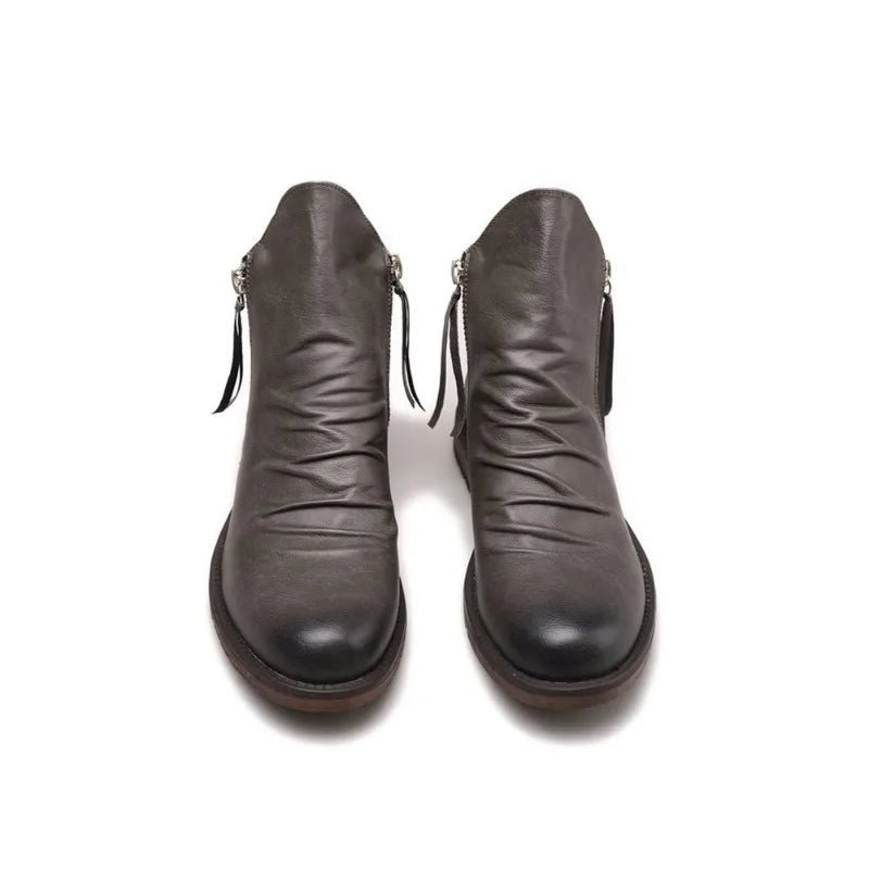 Caleb | Men's Leather Chelsea Ankle Boots Side Zipper