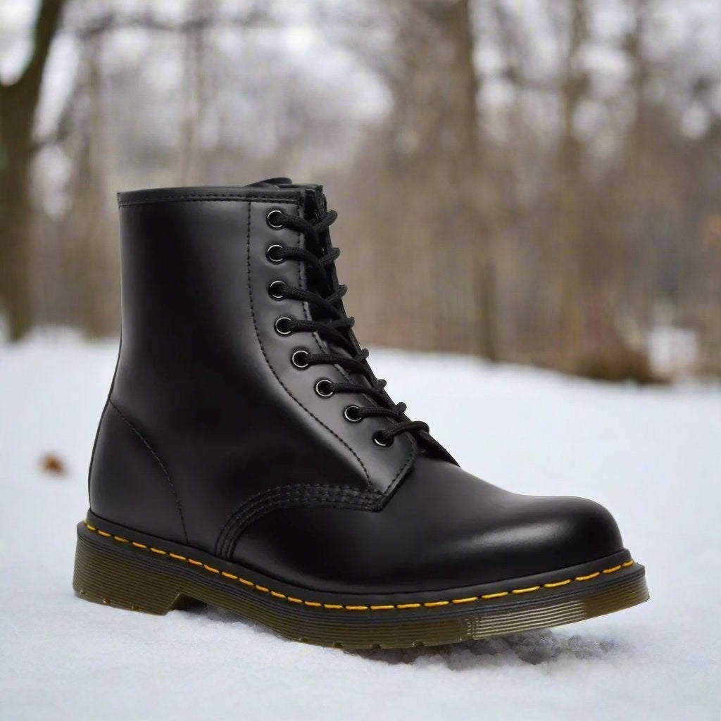 Silas | Men's Leather Combat Boots Lace Up Rugged Sole