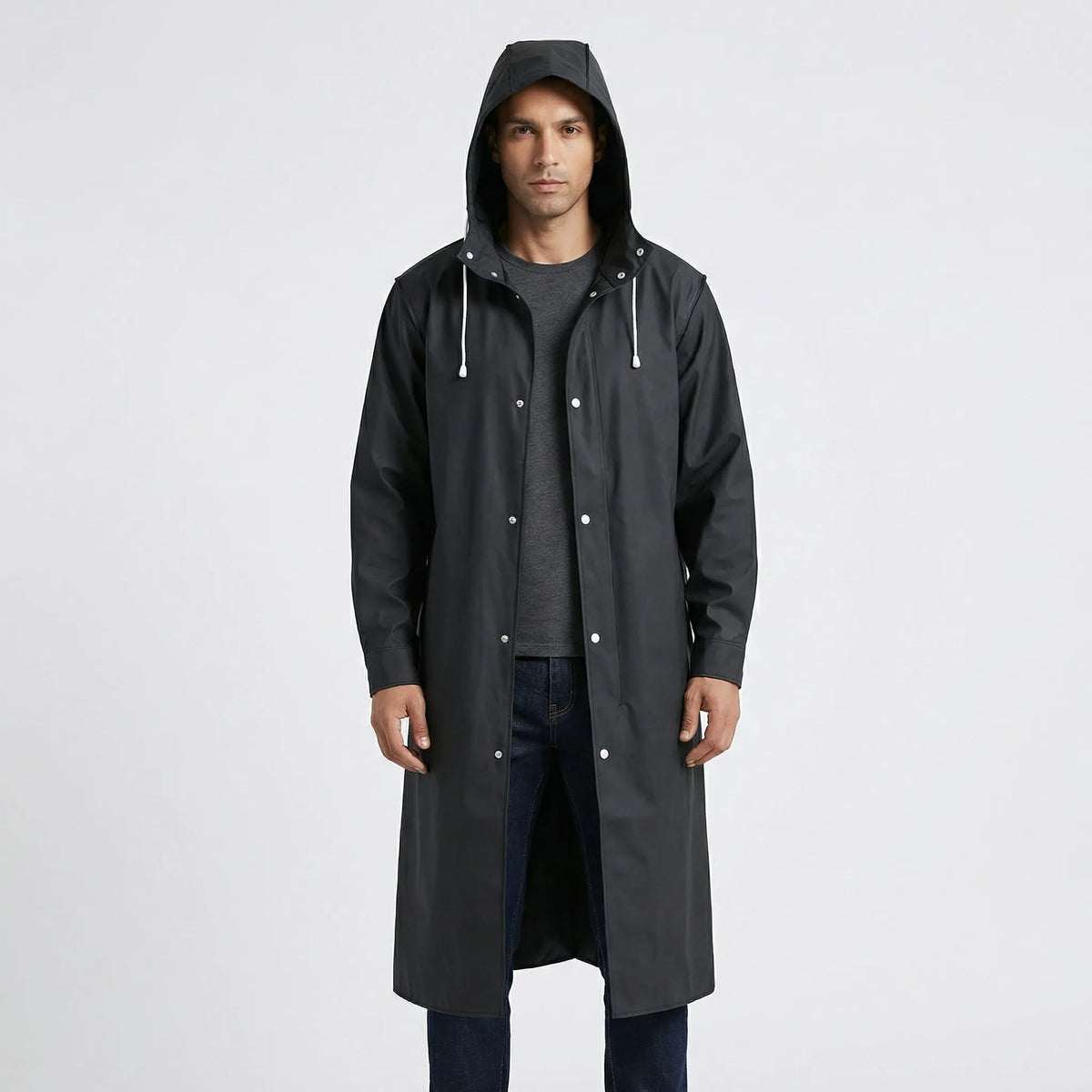 Vincent | Men's Long Rain Coat Water Resistant Hooded