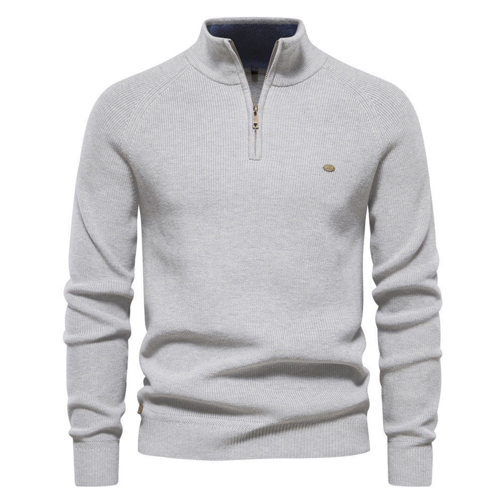 Men's Quarter Zip Sweater Knit Mock Neck Long Sleeve