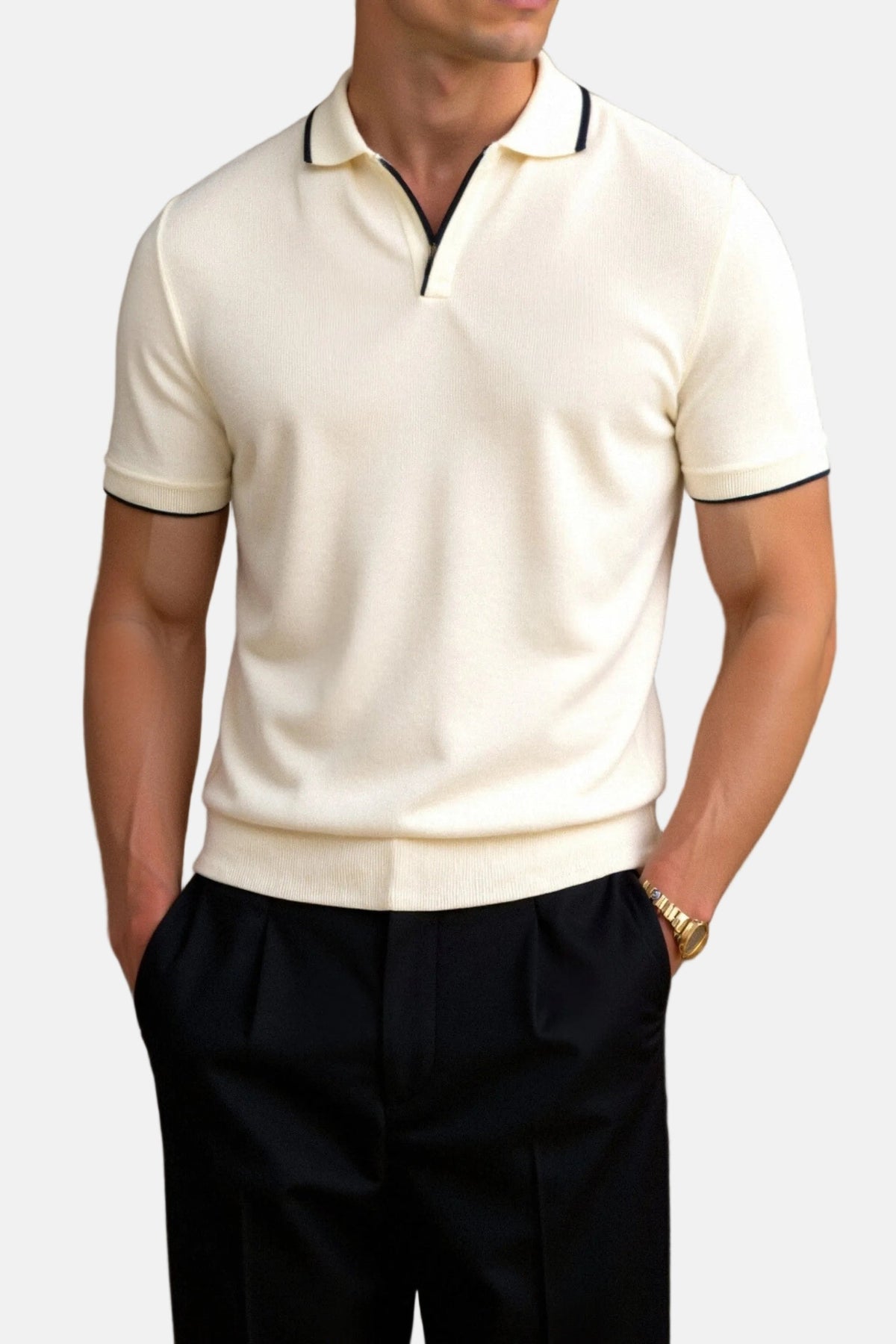 Wade | Men's Knit Polo Shirt Short Sleeve Open Collar