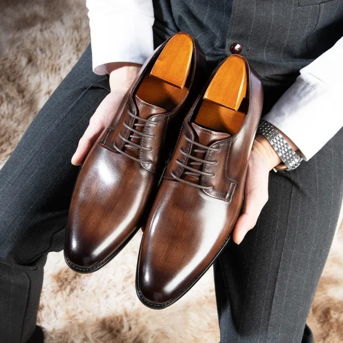 Frank | Men's Leather Derby Dress Shoes Lace Up