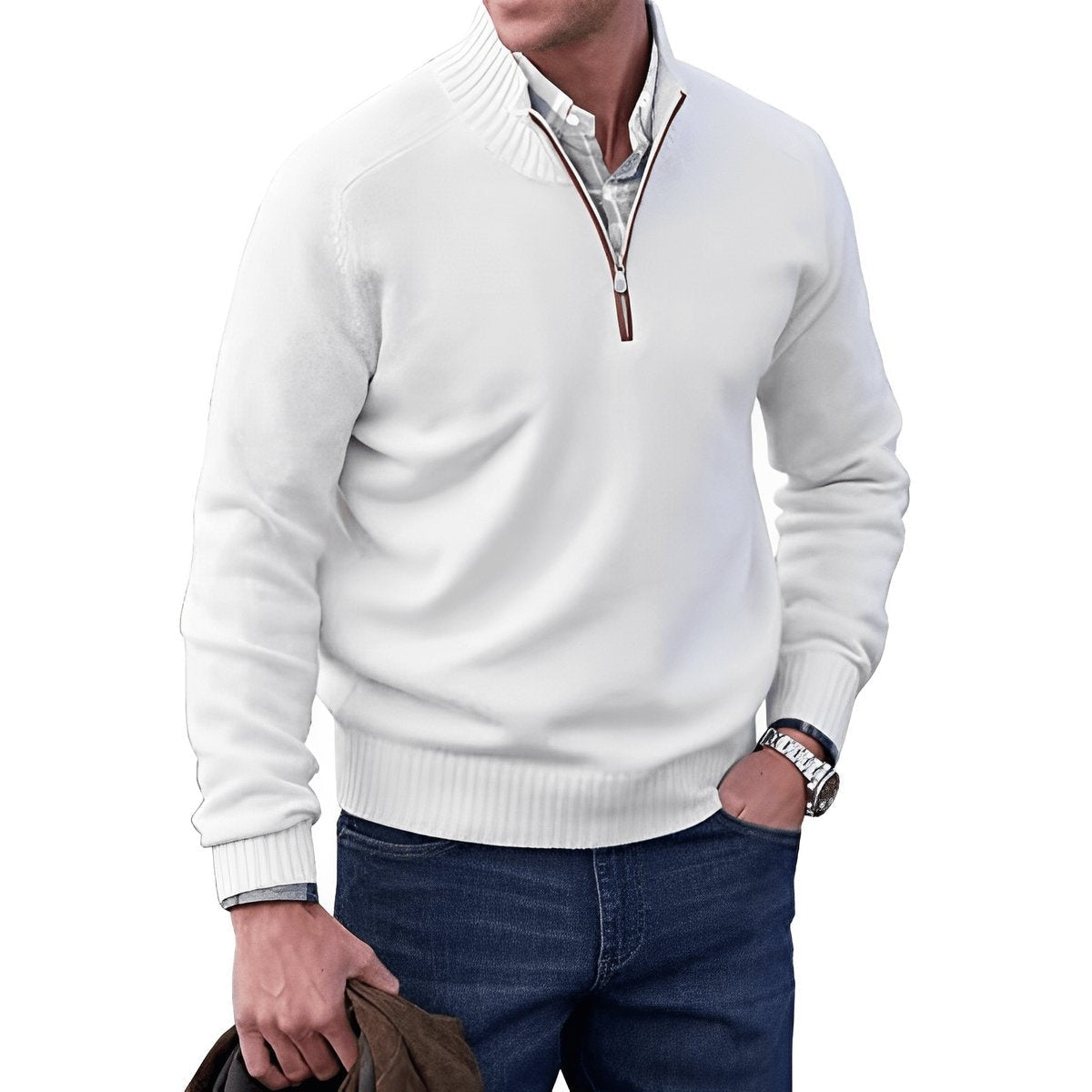 Jonah | Men's Half Zip Sweater Knit Mock Neck Pullover