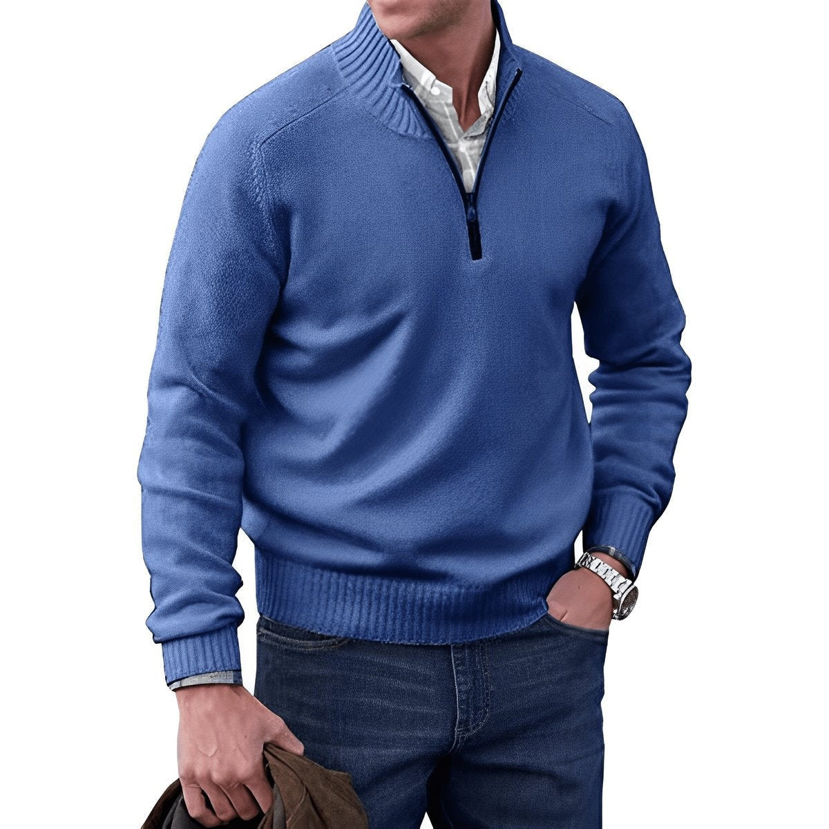 Jonah | Men's Half Zip Sweater Knit Mock Neck Pullover