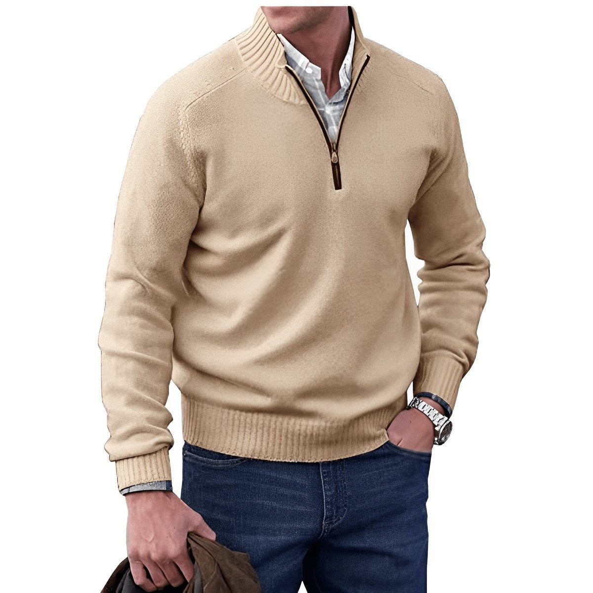 Jonah | Men's Half Zip Sweater Knit Mock Neck Pullover