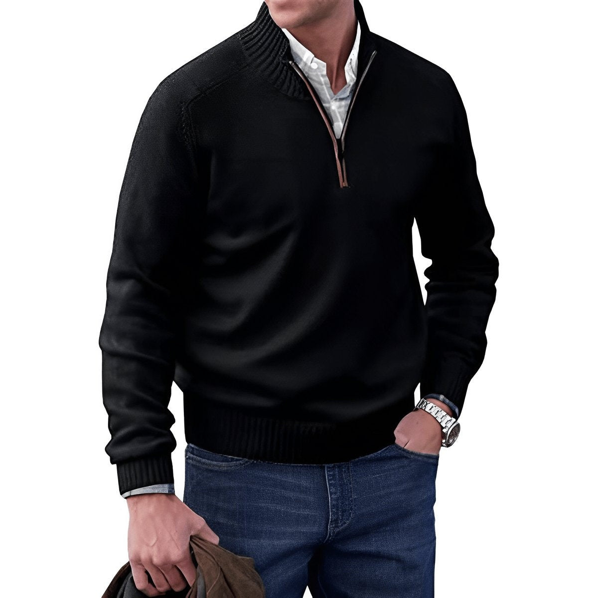 Jonah | Men's Half Zip Sweater Knit Mock Neck Pullover