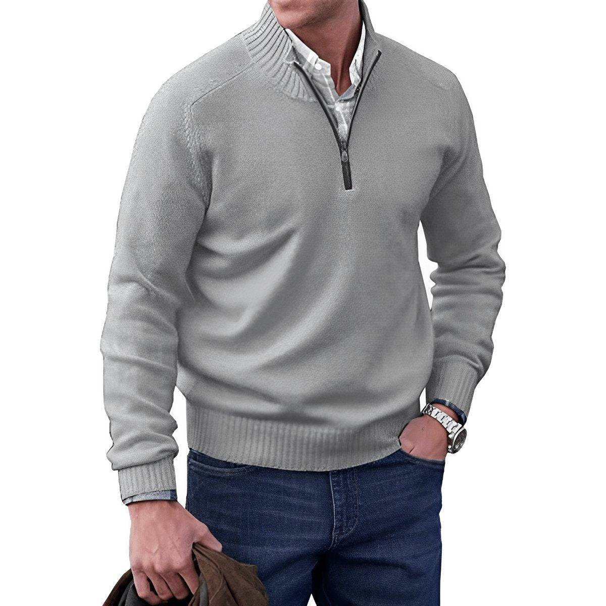 Jonah | Men's Half Zip Sweater Knit Mock Neck Pullover