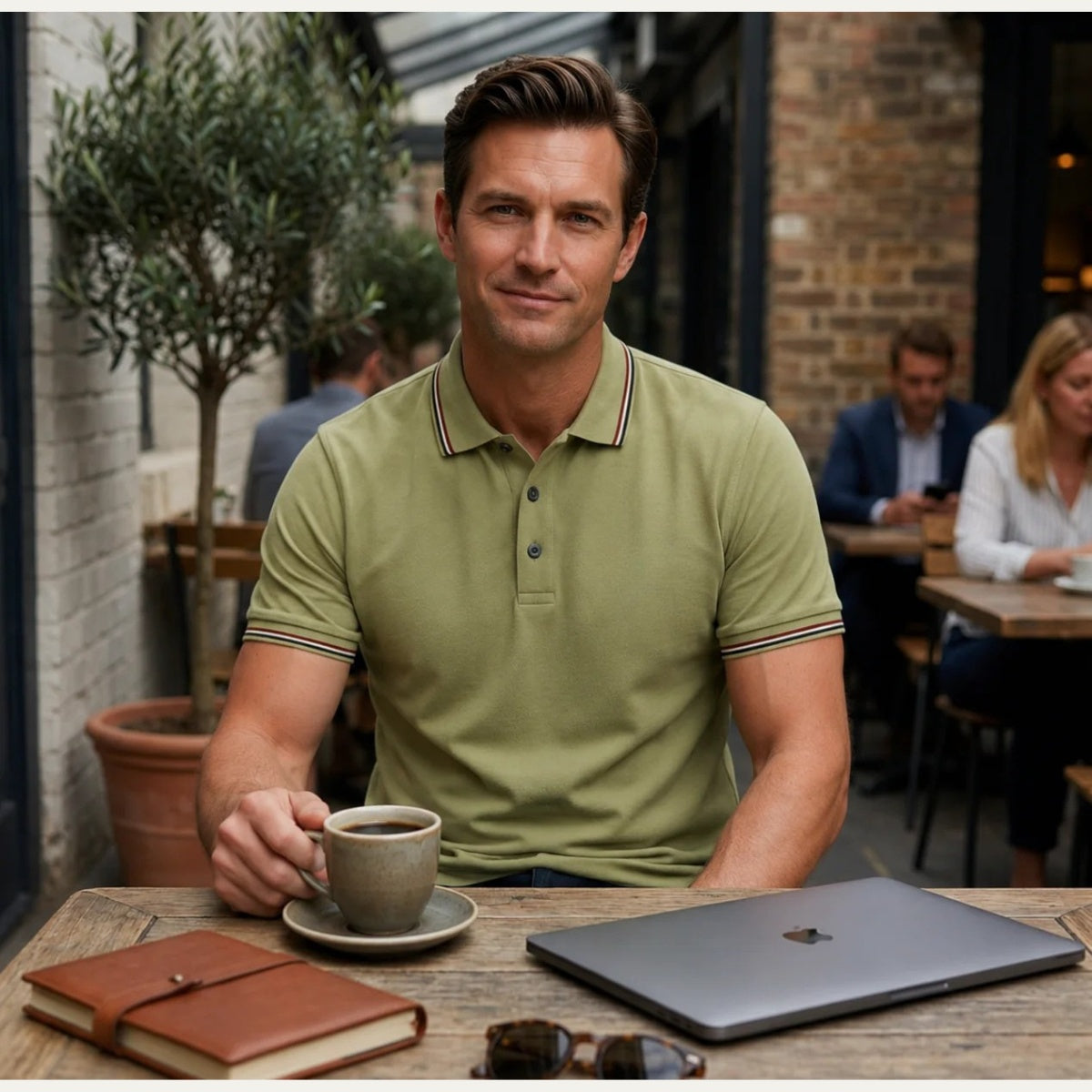 Troy | Men's Cotton Polo Shirt Short Sleeve Contrast Stripe Collar