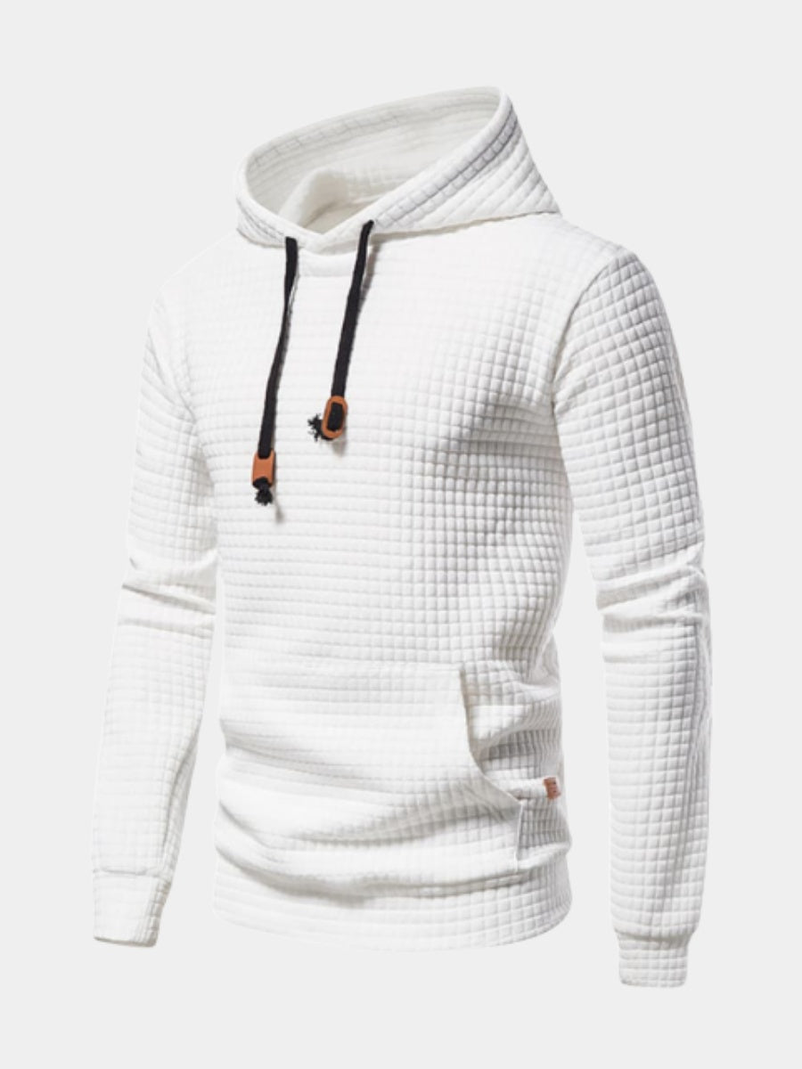 Dean | Men's Textured Plaid Hoodie Sweatshirt Kangaroo Pocket