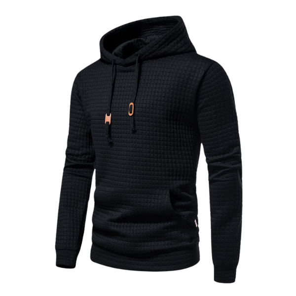 Dean | Men's Textured Plaid Hoodie Sweatshirt Kangaroo Pocket