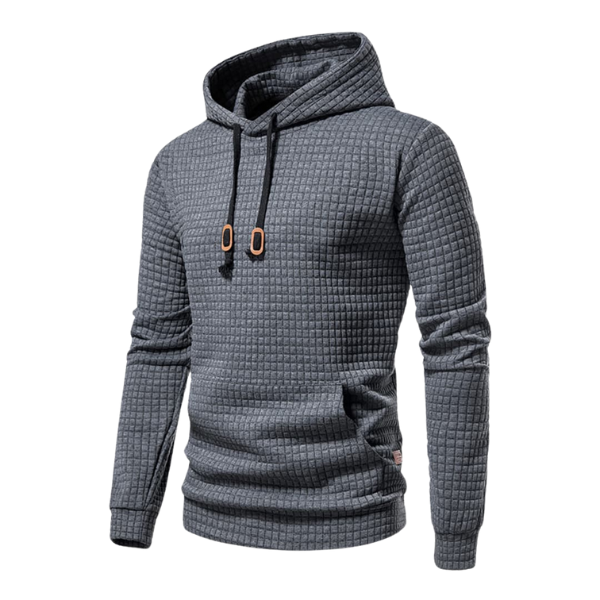 Dean | Men's Textured Plaid Hoodie Sweatshirt Kangaroo Pocket