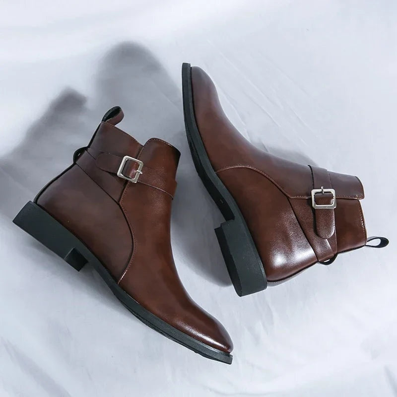 Asher | Men's Leather Chelsea Boots Side Zipper Ankle