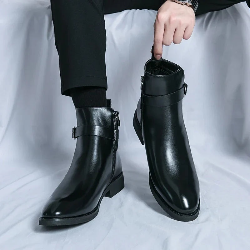 Asher | Men's Leather Chelsea Boots Side Zipper Ankle