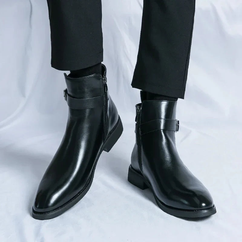 Asher | Men's Leather Chelsea Boots Side Zipper Ankle