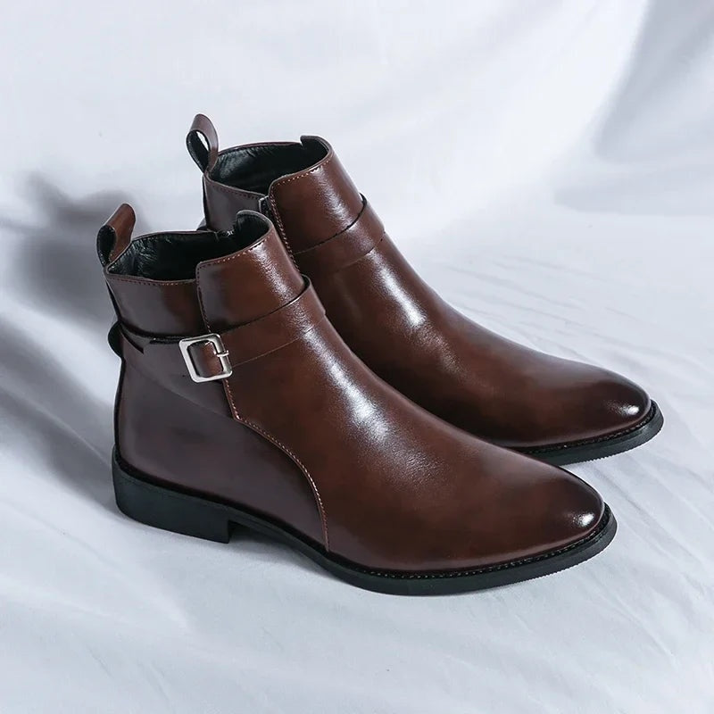 Asher | Men's Leather Chelsea Boots Side Zipper Ankle