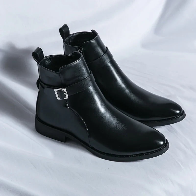 Asher | Men's Leather Chelsea Boots Side Zipper Ankle