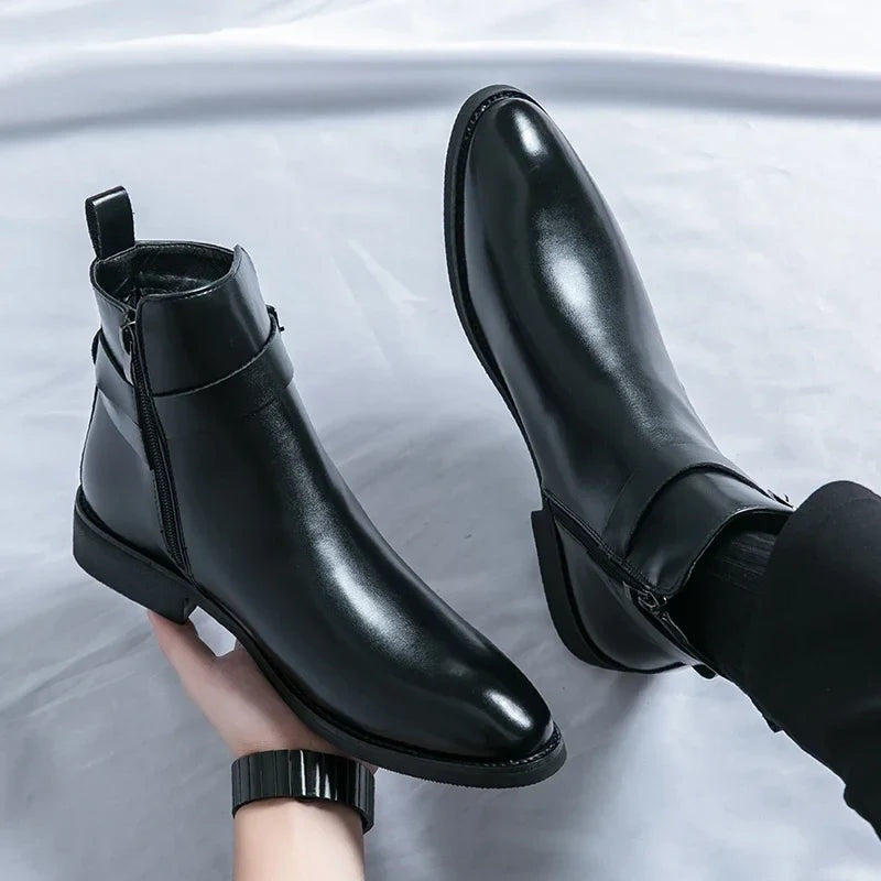Asher | Men's Leather Chelsea Boots Side Zipper Ankle