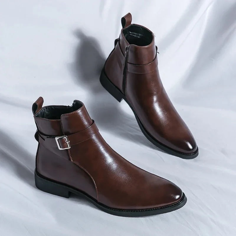 Asher | Men's Leather Chelsea Boots Side Zipper Ankle