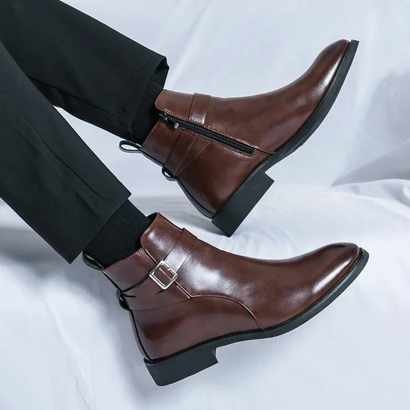 Asher | Men's Leather Chelsea Boots Side Zipper Ankle