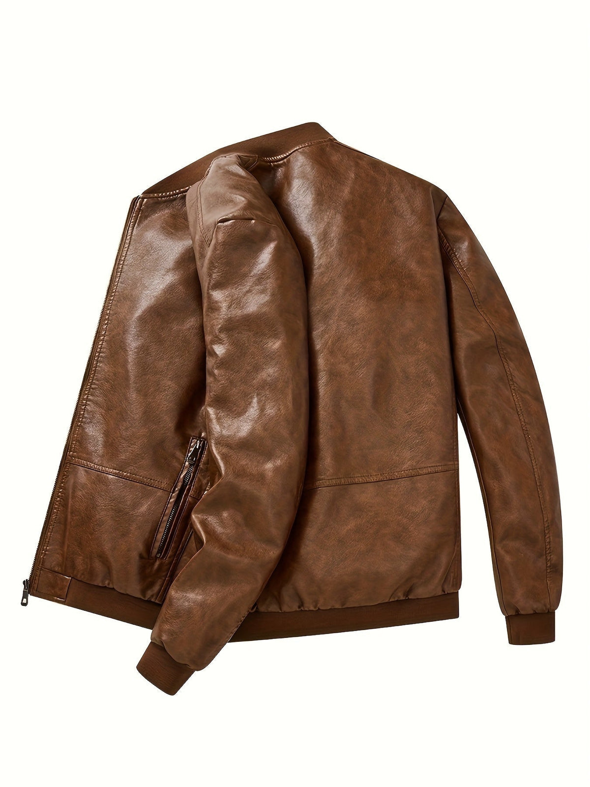 James | Men's PU Leather Bomber Jacket Zip Up