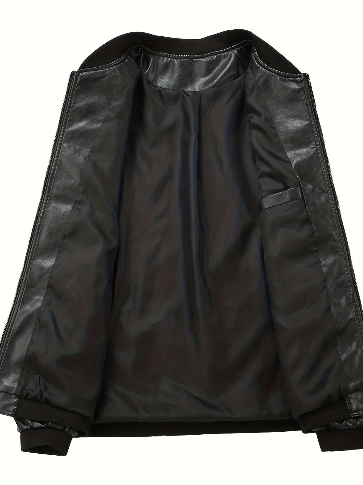James | Men's PU Leather Bomber Jacket Zip Up