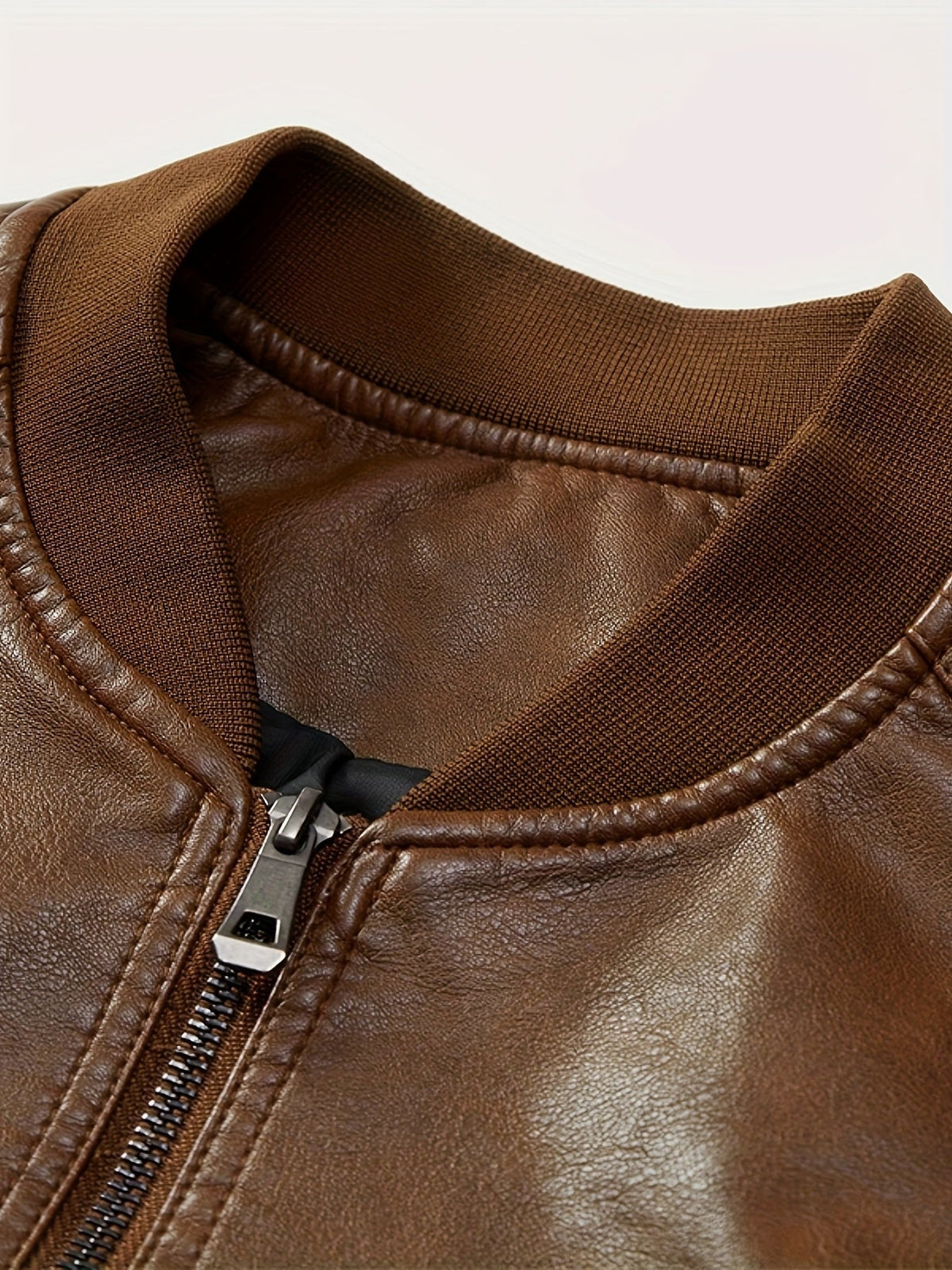 James | Men's PU Leather Bomber Jacket Zip Up