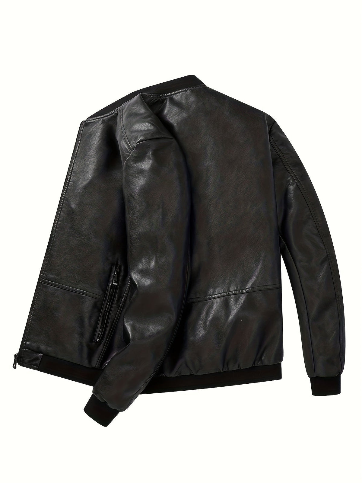 James | Men's PU Leather Bomber Jacket Zip Up