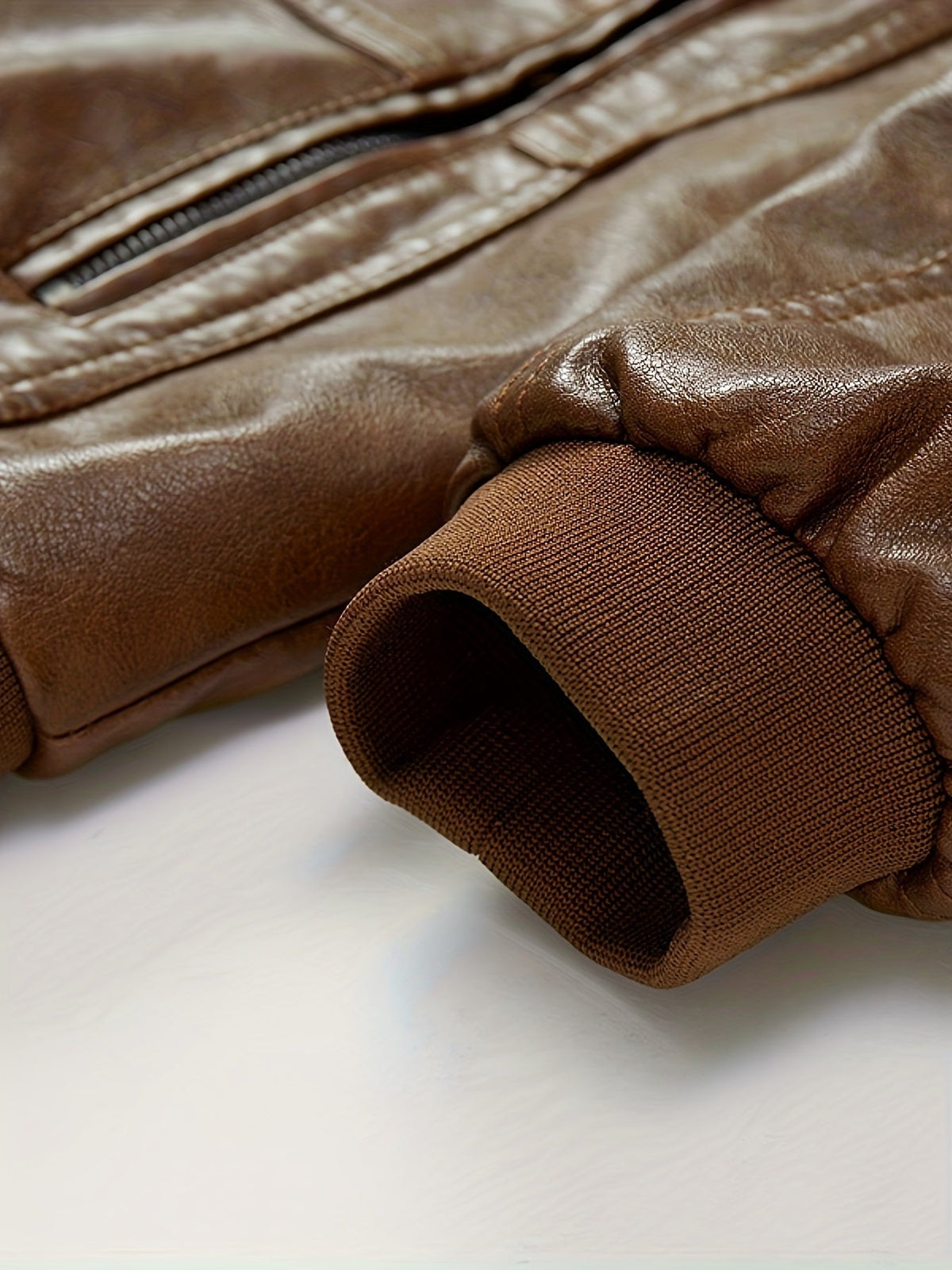 James | Men's PU Leather Bomber Jacket Zip Up