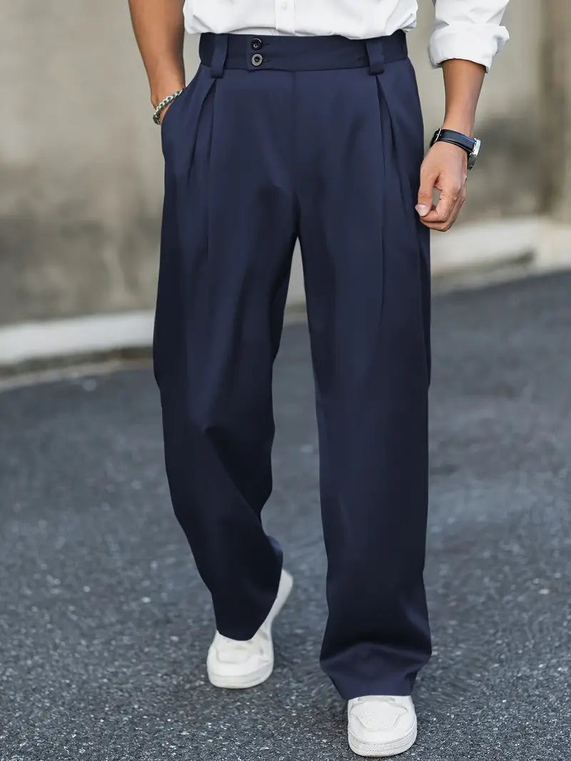 Philip | Men's Relaxed Pleated Pants Double Button