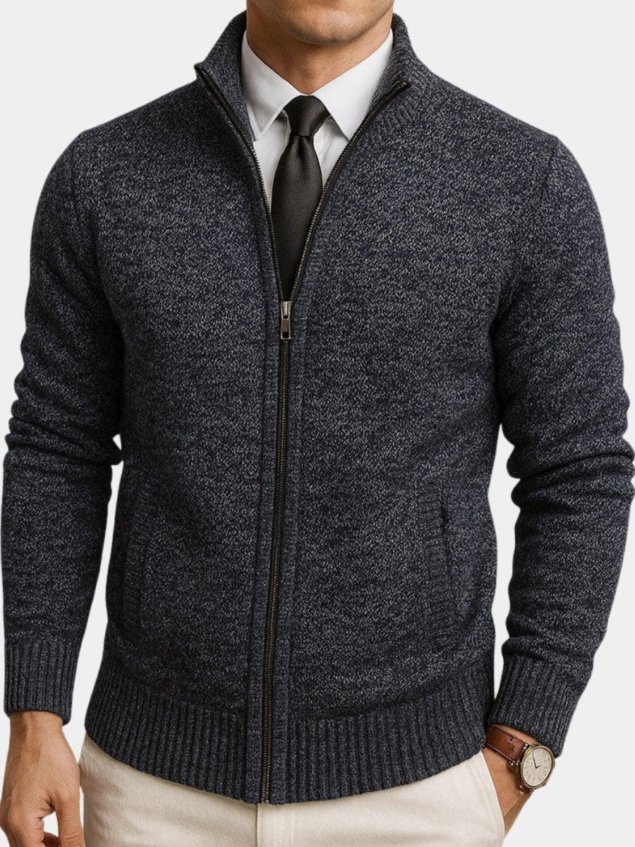 Maxwell | Men's Zip Up Cardigan Sweater Knit High Collar