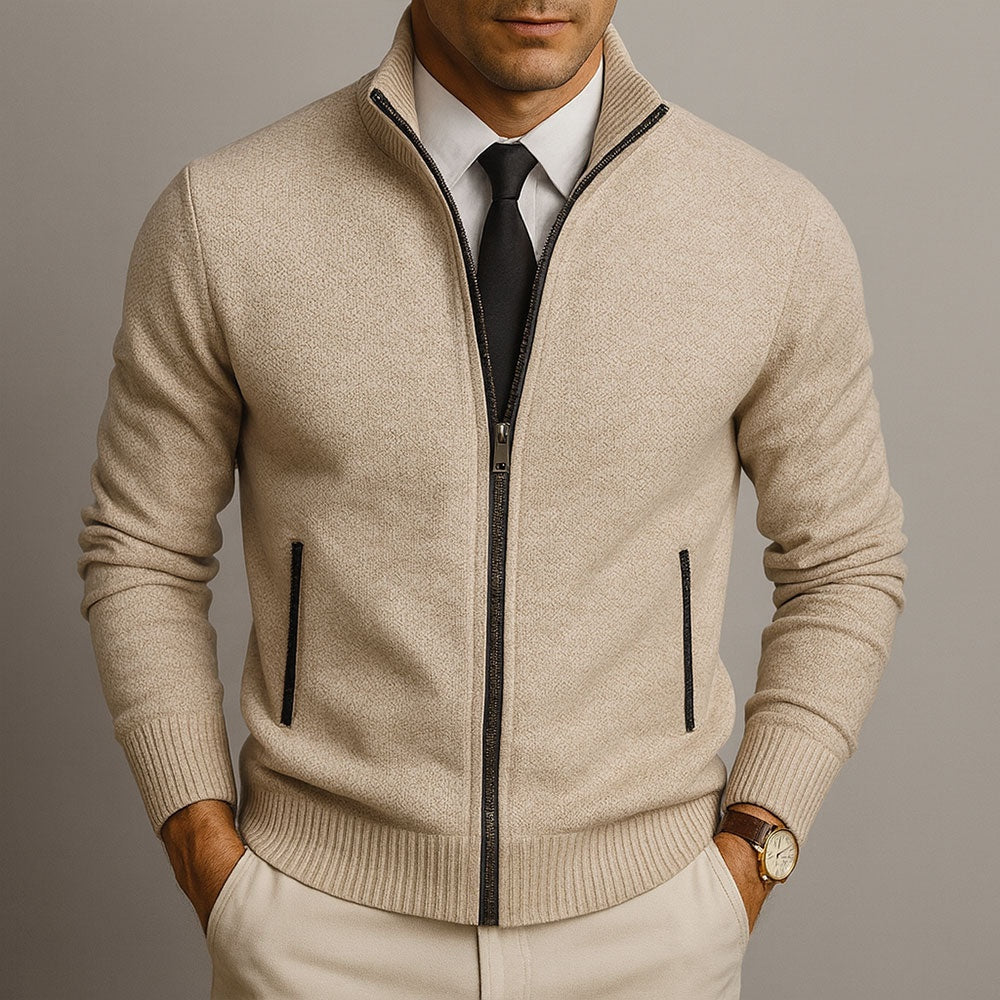 Maxwell | Men's Zip Up Cardigan Sweater Knit High Collar