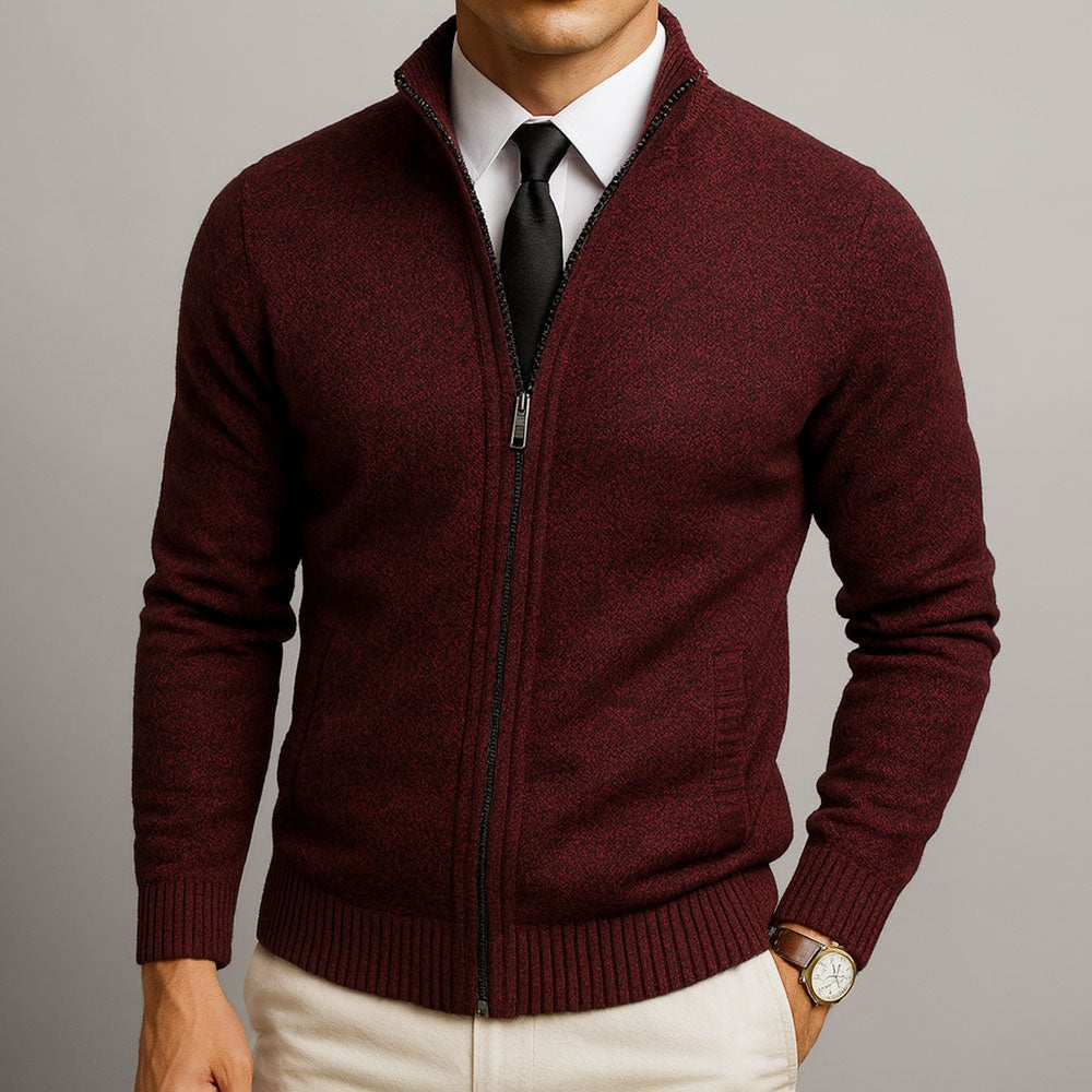 Maxwell | Men's Zip Up Cardigan Sweater Knit High Collar