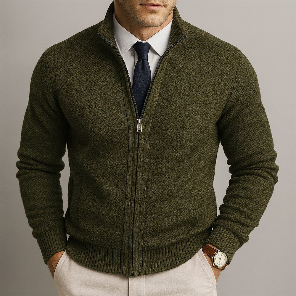 Maxwell | Men's Zip Up Cardigan Sweater Knit High Collar