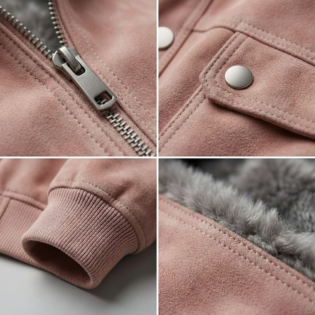 Robert | Men's Leather Bomber Jacket Lapel Collar