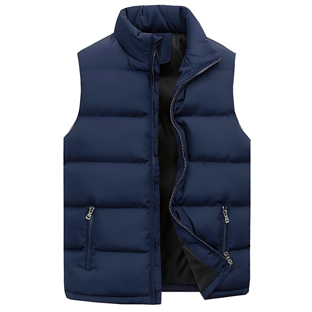 Leo | Men's Quilted Puffer Vest High Collar Zip Up