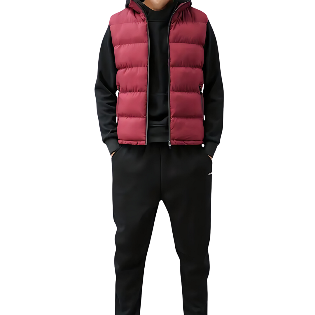 Leo | Men's Quilted Puffer Vest High Collar Zip Up