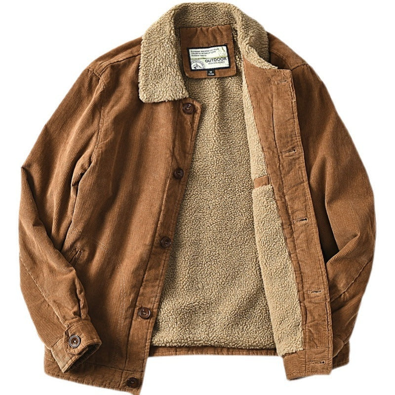Men's Sherpa Lined Corduroy Jacket Short Winter Coat