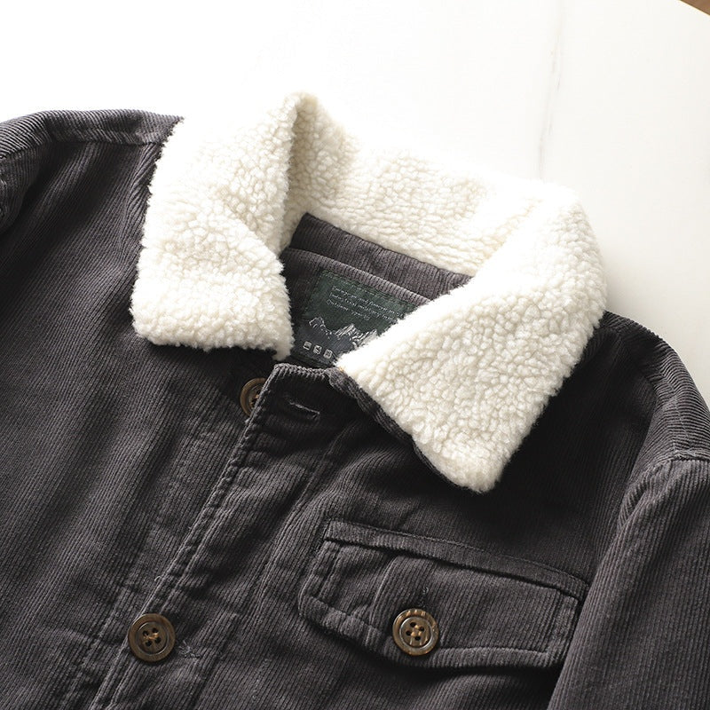 Men's Sherpa Lined Corduroy Jacket Short Winter Coat
