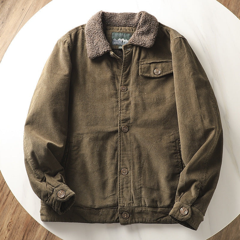 Men's Sherpa Lined Corduroy Jacket Short Winter Coat