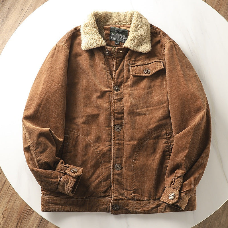 Men's Sherpa Lined Corduroy Jacket Short Winter Coat