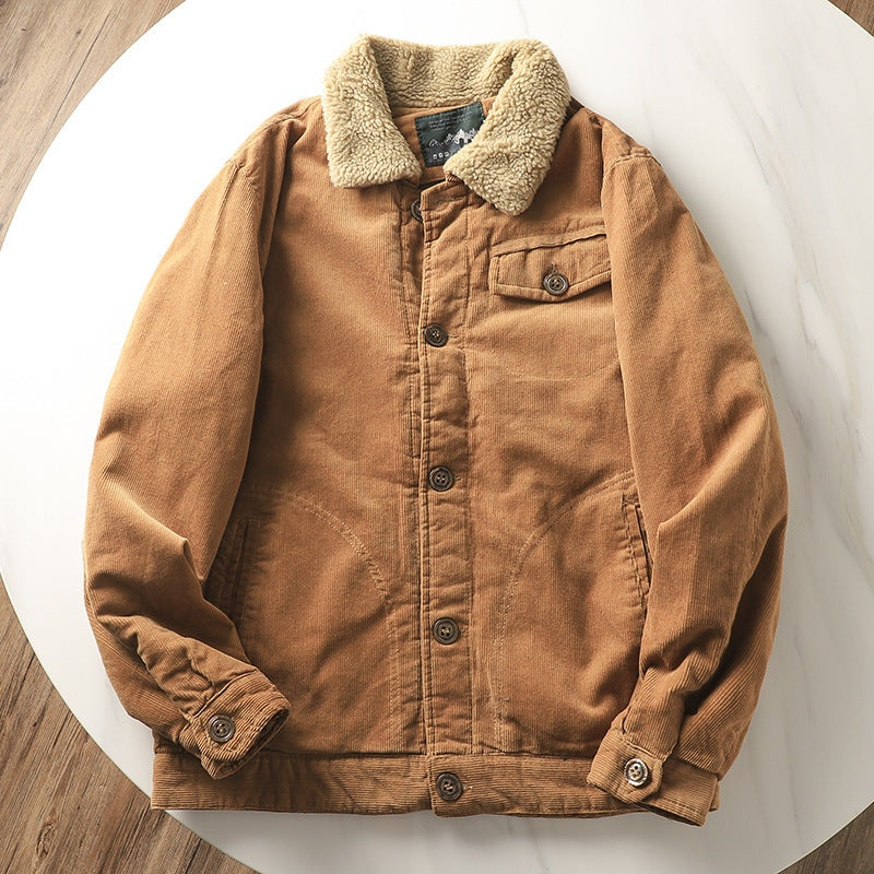 Men's Sherpa Lined Corduroy Jacket Short Winter Coat
