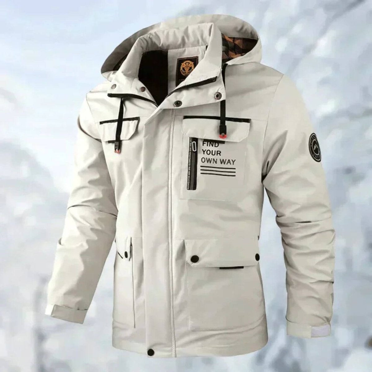 Men's Waterproof Rain Jacket Hooded Multi Pocket