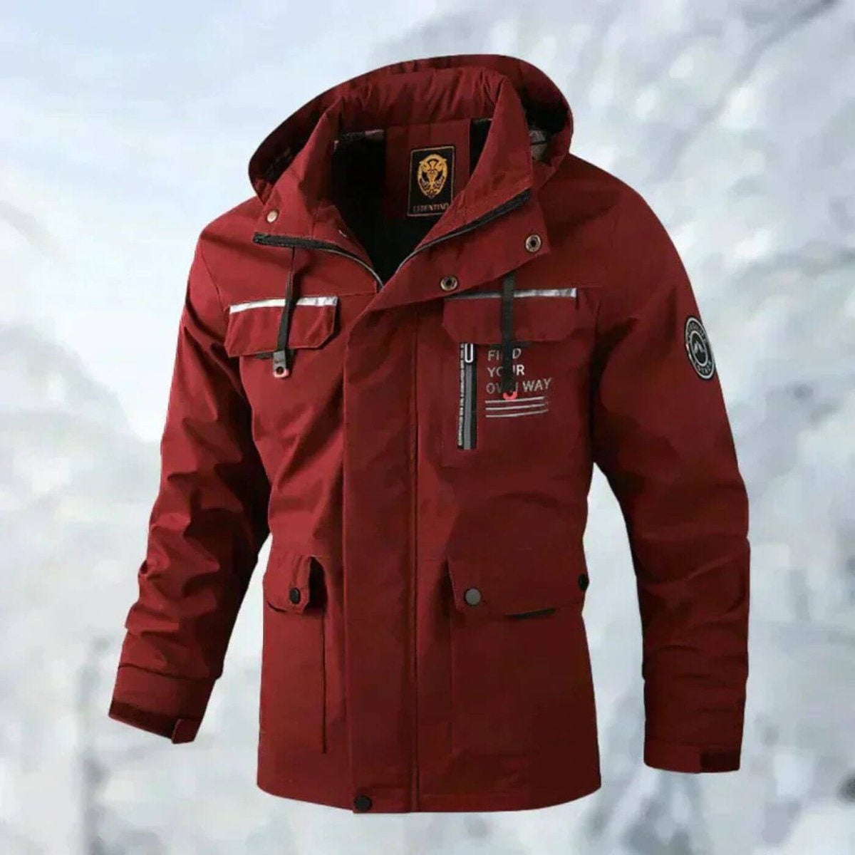 Men's Waterproof Rain Jacket Hooded Multi Pocket