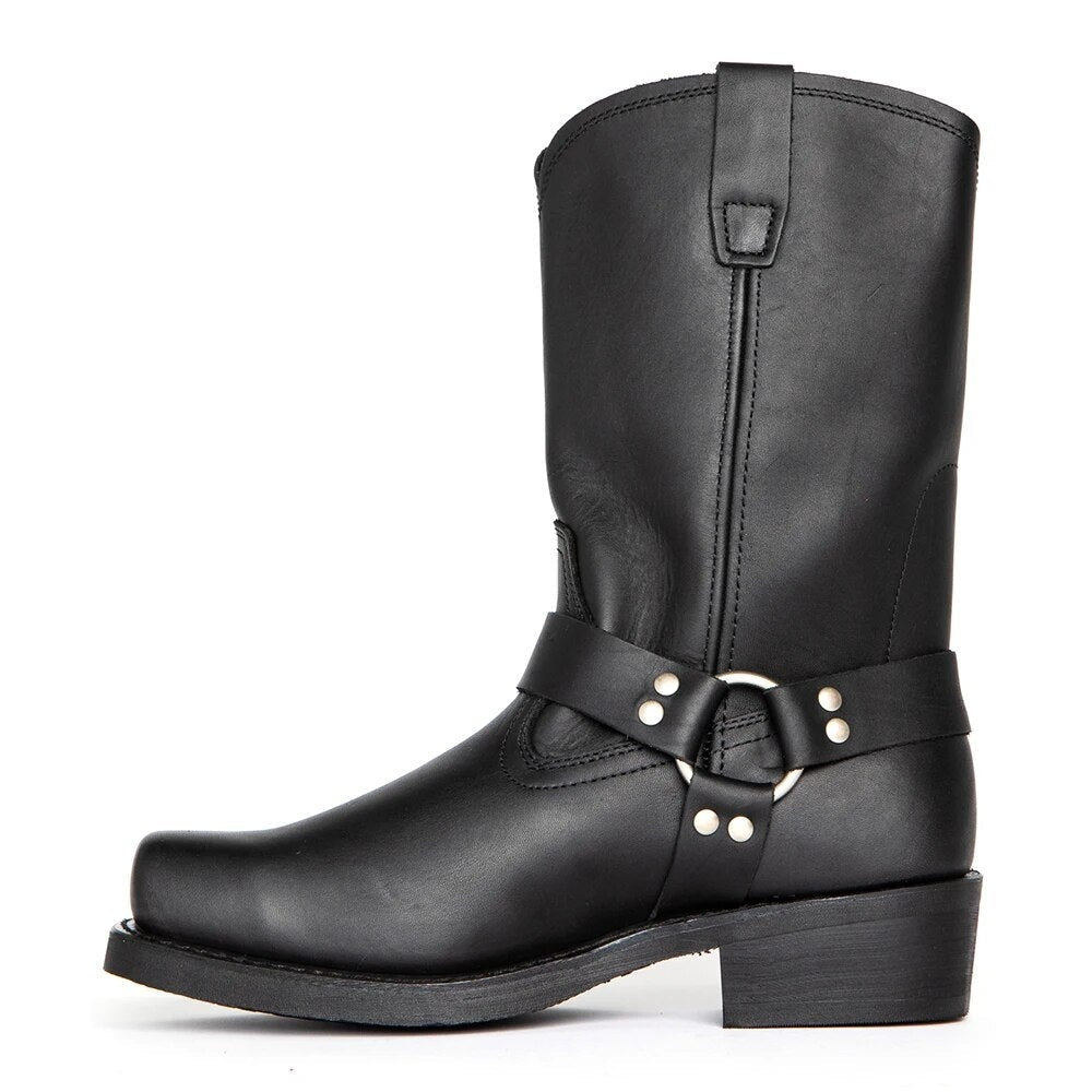 Joseph | Men's Leather Cowboy Boots Mid Calf Harness