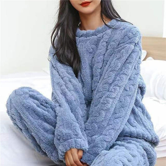 Hailey | Women's Fleece Pajama Set Crew Neck Loungewear