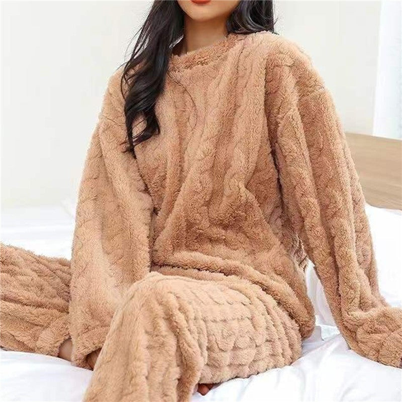 Hailey | Women's Fleece Pajama Set Crew Neck Loungewear